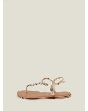 Accessorize Wide Fit Rome Sparkly Sandals - Natural