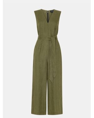Whistles Belted Seamed Linen Jumpsuit36 - Grün