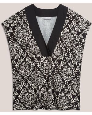 Hobbs Jonie V-Neck Geometric Printed Sleeveless Top - Black