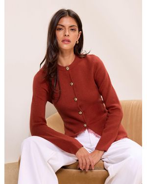 Lipsy Rust Lace Detail Longline Knit Cardigan - Red