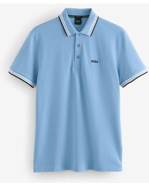 BOSS Regular Fit Paddy Tipped Collar Polo Shirt - Blue