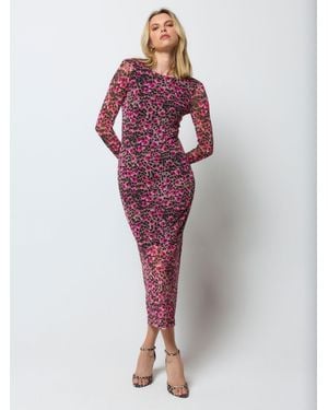 Scamp & Dude Cheetah Mesh Midi Dress - Purple