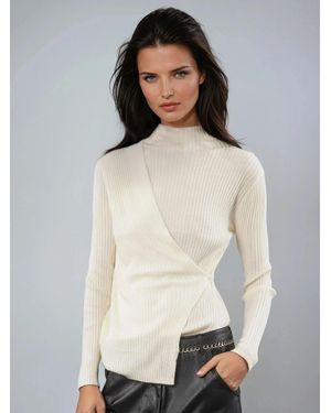 Religion Serena Draped Wrap Roll Neck Top - White