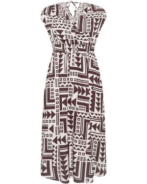 PixieGirl Petite Abstract Wrap Front Midi Dress - White