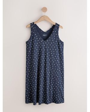 Next Sleeveless V-Neck Slouch Dress - Blue