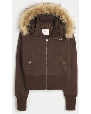 Hollister Twill Puffer Jacket - Brown