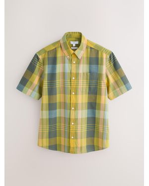 Next Madras Check Short Sleeve Shirt - Yellow