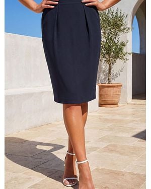 Roman Pull On Pleated Stretch Skirt - Blue