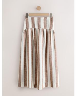 Next Drop Waist Linen Blend Maxi Skirt - Natural