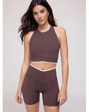 OSIA Chocolate Tipped High Neck Crop Top - Purple