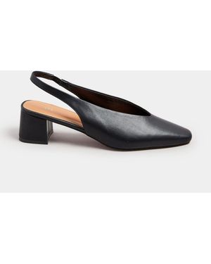 Long Tall Sally Slingback Mid Block Shoes - Black