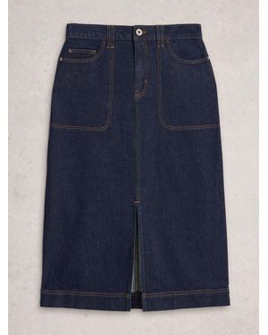White Stuff Light Tia Denim Midi Skirt - Blue