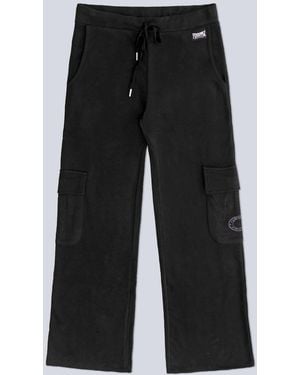 Pineapple Cargo Wide Leg Sweatpants - Black