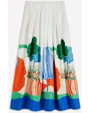 Boden Valentina Linen Midi Skirt - White