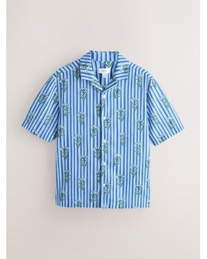 Next Print Short Sleeve Shirt - Blue