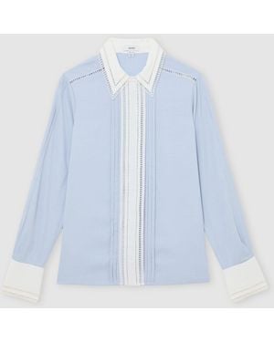 Reiss Luma Lace-Trim Tipped Long-Sleeve Shirt - Blue