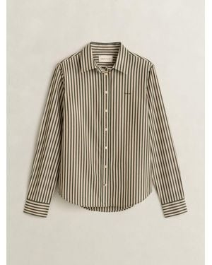 GANT Regular Fit Stripe Poplin Shirt - Natural