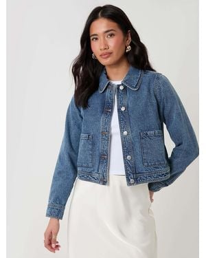 Threadbare Denim Jacket With Patch Pockets - Blue