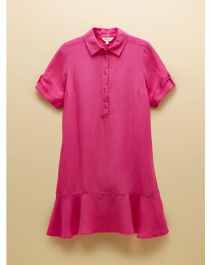 Joules Thea Shirt Dress With Bias Hem Frill - Pink