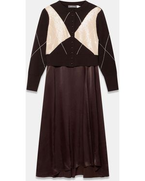 Mint Velvet Argyle Sequin 2-In-1 Midi Dress - Purple