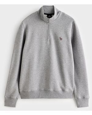 Paul Smith Cotton Quarter Zip Sweatshirt - Gray