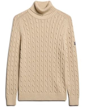 Superdry Slouchy Cable Roll Neck Sweater - Natural