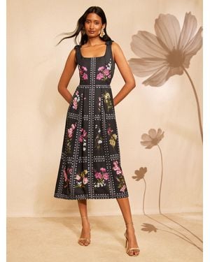 Love & Roses X Rhs Bow Shoulder Tie Midi Dress - Natural