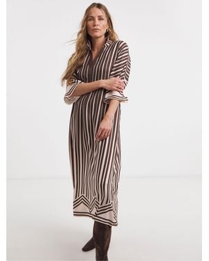 JD Williams Textured Placket Detail Smock Dress - Natural