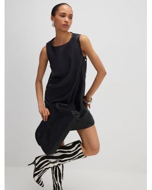 River Island Faux Leather Popper Detail Mini Dress - Black