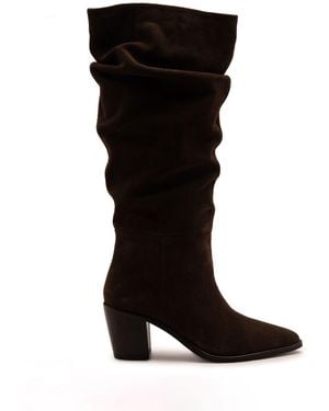 OFF THE HOOK Muswell Suede Knee High Slouch Boots - Black