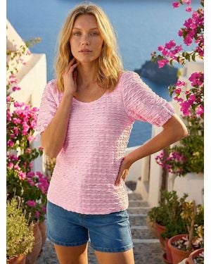 Roman Textured Jersey Stretch Top - Pink