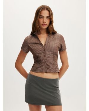 Cotton On Maya Rouched Shirt - Brown