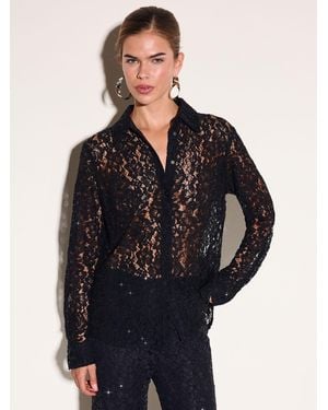 Friends Like These Lace Shirt With Sequins - Black