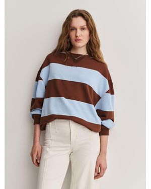 Free People Classic Stripe Crew Neck Wide Top - Blue