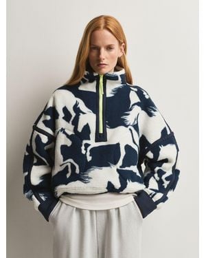 Fp Movement Printed Mountain High 1/2 Zip Fleece - Blue