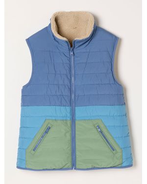 FatFace Fatface Luna Reversible Colorblock Padded Borg Fleece Gilet - Blue