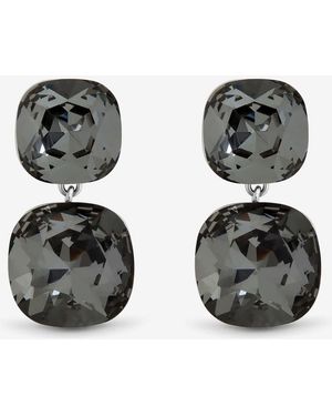 Jon Richard Rhodium Plated And Diamond Drop Earrings - Black