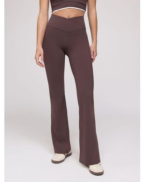 OSIA Chocolate Wrap Front Flared Leggings - Brown