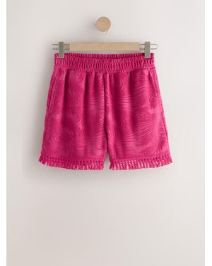 Next Jacquard Towelling Fringe Summer Shorts - Pink