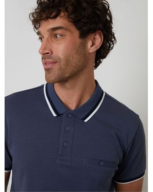 Threadbare Jetted Pocket Cotton Interlock Polo Shirt - Blue