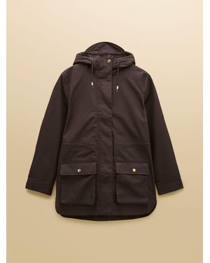 Joules Portwell Chocolate Waterproof Raincoat With Hood - Black