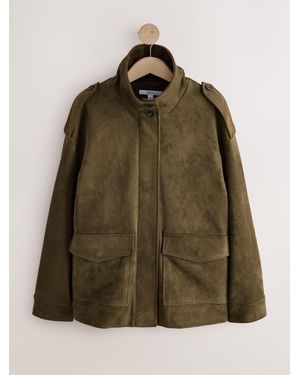 Next Faux Suede Funnel Jacket - Green