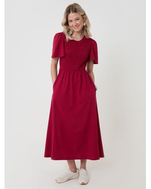 Threadbare 100% Cotton Jersey Shirred Bodice Midi Dress
