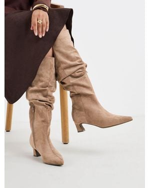 Simply Be Wide Fit Slouchy Pointed Knee High Boots - White