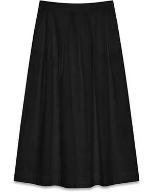 Vero Moda Cotton Mix Pleated Midi Skirt - Black