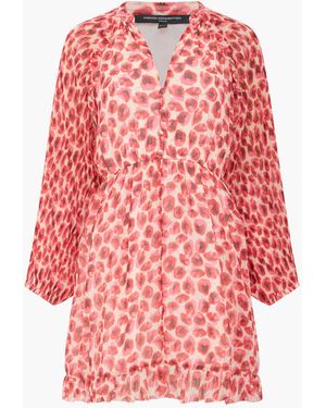 French Connection Poppy Mila Mini Pleated Sleeve Dress - Red