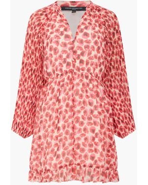 French Connection Poppy Mila Mini Pleated Sleeve Dress - Red
