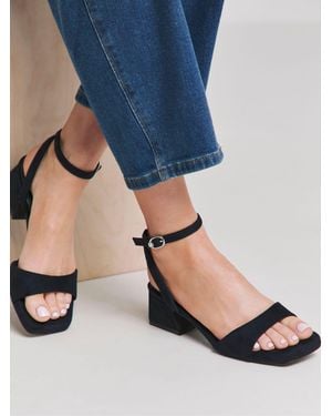 Simply Be Extra Wide Fit Barely There On Low Block Heels - Blue