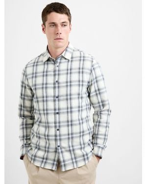 French Connection Cotton Check Long Sleeve Button-Up Flannel Shirt - Weiß
