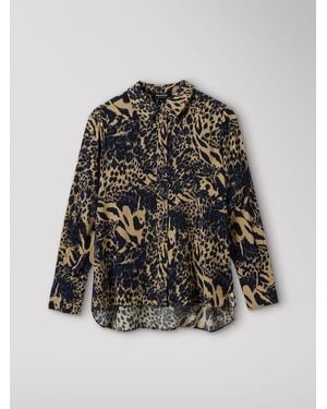 Whistles Patchwork Leopard Print Shirt - Black